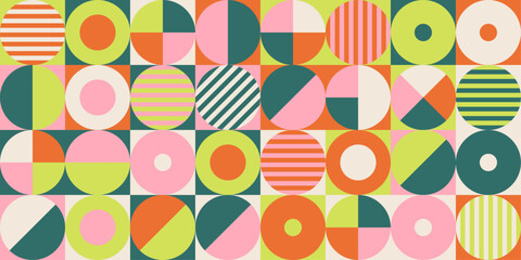 Colorful geometric pattern with stripes and circles
