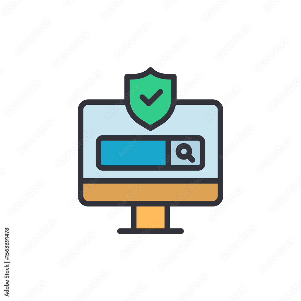 Poster protected web search illustration on a modern computer screen