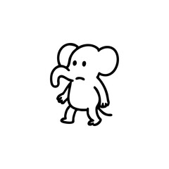 Simple black outline drawing of a stylized elephant
