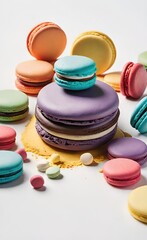Colorful Festive Easter Eggs in Straw Nest on White Background