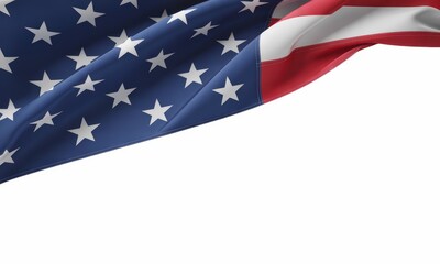 American Flag on White Background
