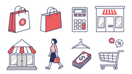 shopping icons set