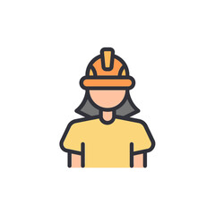 Female Construction Worker In Safety Helmet Isolated On Transparent Area