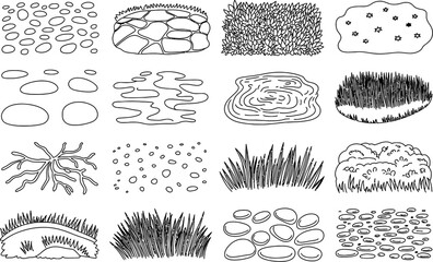 Black and White Nature Elements Illustration Set graphic