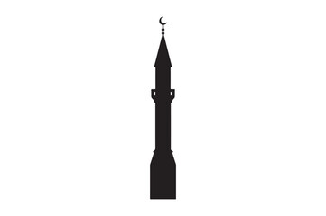 mosque minaret silhouette vector art illustration on white background