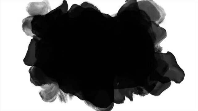 Animation of ink brush stroke black and white paint transition with track matte effect, ink brush paint concept