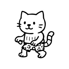 Cute cartoon cat wearing swim trunks
