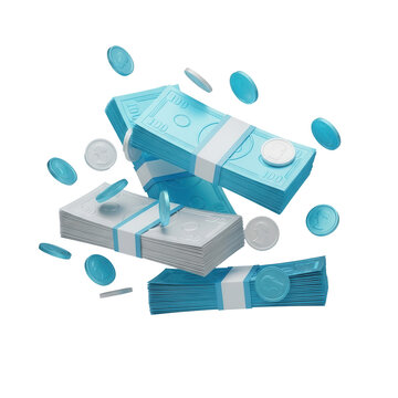 C&eacute;dulas Dinheiro Real Dolar Euro Cifr&atilde;o Icon Azul e Branco Brilhante Elemento 3D Render PNG Transparente Banknotes Real Money Dollar Euro Dollar Sign