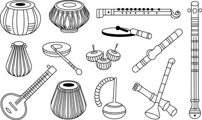 Black and White Outlined  Musical Instruments Collection