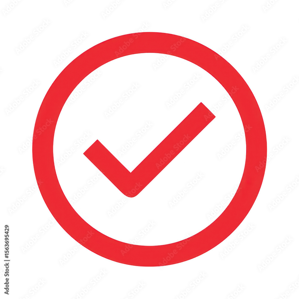 Poster red check mark inside a circle isolated on transparent background