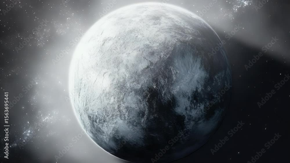 Aufkleber a detailed view of a planet with a rough surface texture and glowing areas in space a cosmic landsca