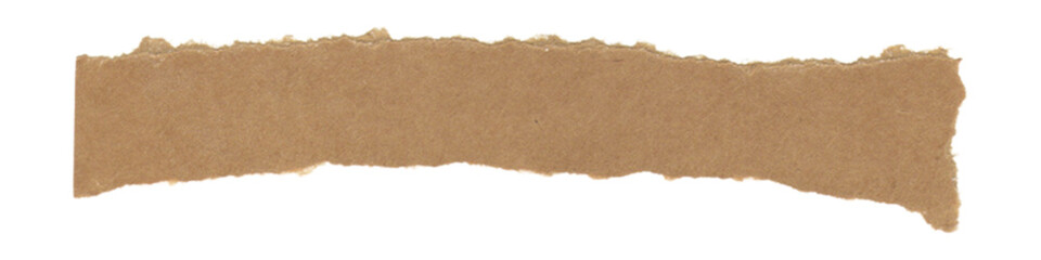 Transparent Background: Brown Kraft Paper Strip with Naturally Torn and Rough Edges, Ideal for Rustic Banners, Labels, and Vintage Scrapbooking Designs.

