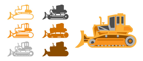 3D vector layered bulldozer SVG template with separated parts for laser and paper cutting, DIY construction machine cut file for CNC, scroll saw, Cricut, multilayer toy or decor woodworking projects