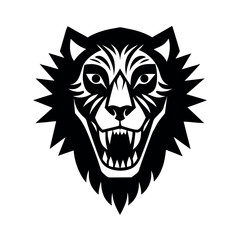 Obraz premium lion skull with tribal tattoo marks bold vector