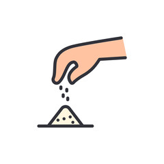 Illustration Of Hand Sprinkling Ingredient Onto Small Pyramid Pile