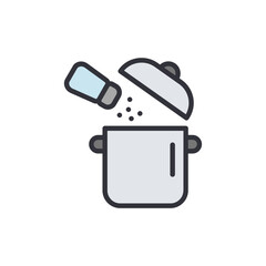 Illustration Of A Cooking Pot With Salt Being Added To Prepare Food