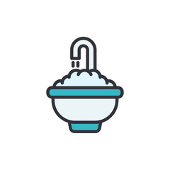 Stylized Illustration Of A Full Bathroom Sink With Running Water