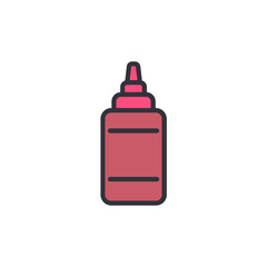 Stylized Icon Illustration Of A Ketchup Condiment Bottle For Food Designs