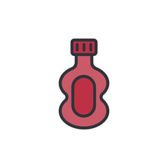 Stylized Illustration Of A Red Syrup Bottle With Rounded Edges