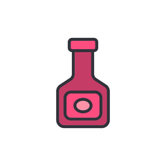 Stylized Ketchup Bottle Illustration With Pink Hue And Clean Lines