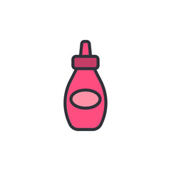 Stylized Pink Condiment Bottle Isolated On Transparent Canvas Image