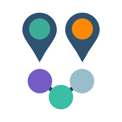 draw two location points with three circles as business stages