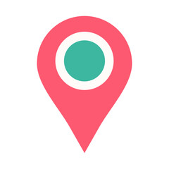 Location icon with pink color with green circle inside