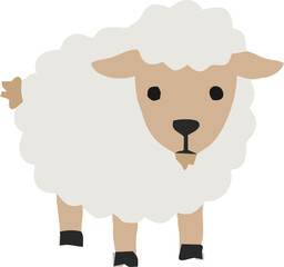 Funny Cartoon Sheep Character on Farm Illustration