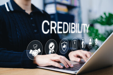 Credibility and Trust in Business. Icons for trust, credibility, certification, verification,...