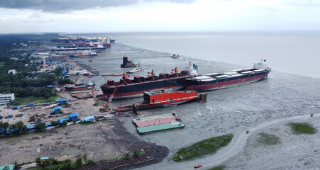 Chattogram port,Bangladesh 23th June 2025: Drone footge of Chittagong of chattogram port yard and...