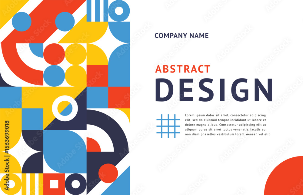 Poster A design featuring a geometric abstract pattern text and a blank area