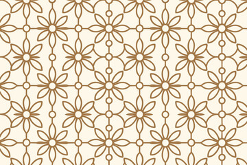Seamless floral geometric pattern in brown on cream background