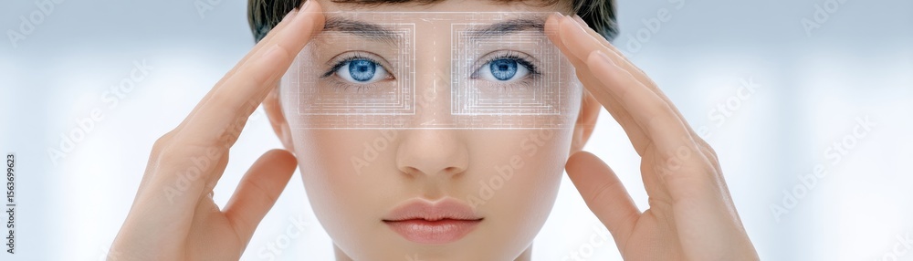 Poster futuristic virtual interface demonstrating identity recognition digital realm concept art high-tech 