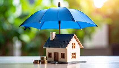 home insurance or mortgage protection concept with house model under