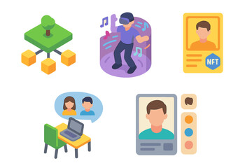 Creative digital elements illustrating technology, community engagement, and virtual interaction in a modern setting