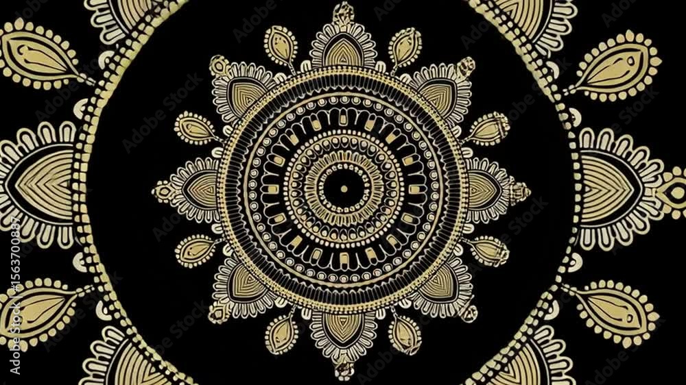 Aufkleber intricate mandala design with circular patterns and geometric motifs on a black background