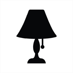 Table Lamp Silhouette Icon Vector Black Clipart Design

