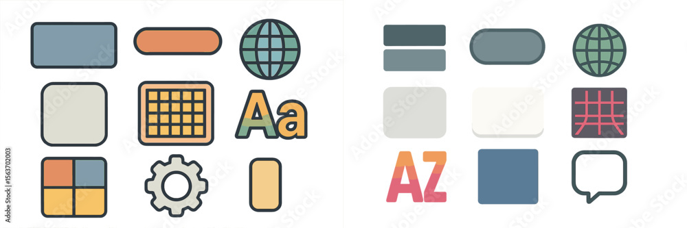 Poster graphic elements showcasing diverse designs and styles for digital projects in a modern aesthetic se