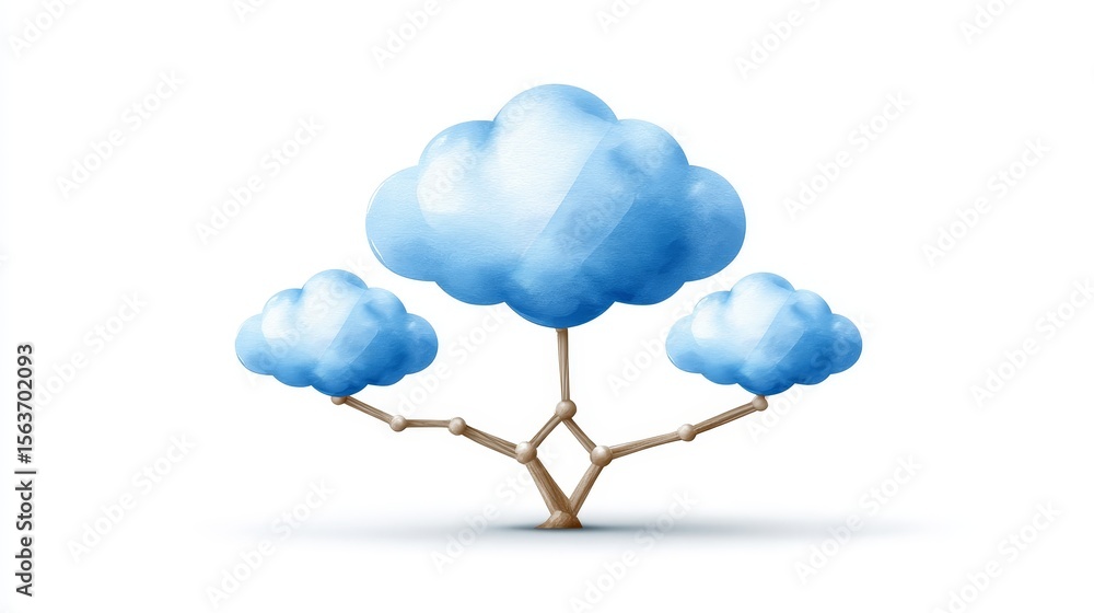 Poster digital shield surrounded by interconnected devices in a futuristic cloud environment