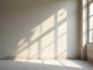 Sun-drenched bare interior corner with cracked concrete floor marking foundation inspection stage in restoration workflow
