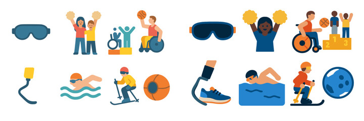 Diverse athletes engaging in adaptive sports and recreational activities during a community event