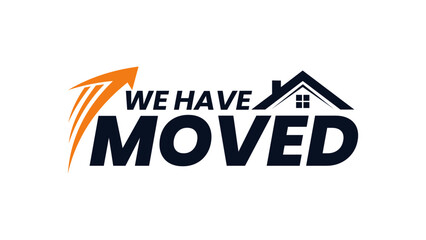 Stylish and Clean We Have Moved Vector Logo for Office Change Notification, Editable and Suitable for Flyers, Emails, or Company Website Updates