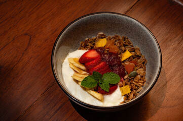 Delicious Yogurt Parfait with Granola, Fresh Fruit, and Berries A Healthy and Vibrant Breakfast Bowl