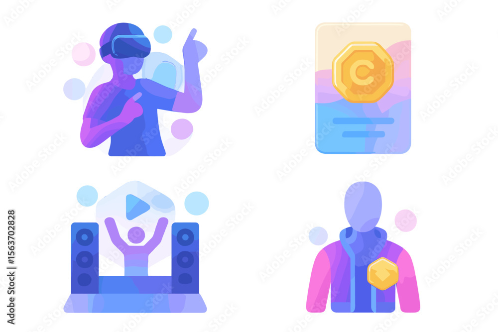 Aufkleber virtual reality entertainment space with music and digital assets during an interactive event