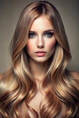 Fototapeta premium Long Haircut with Highlights for Round Face – Studio Image