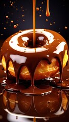 Chocolate Glaze Pouring Donut Dessert Food. (1)