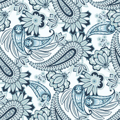 Vector textile print. Seamless Design for covers, fabrics, textiles, wrapping paper. Vector pattern Paisley Indian motifs and decorative floral elements