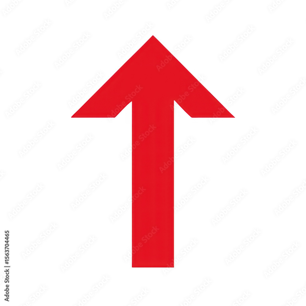 Poster bold red arrow pointing upward isolated on transparent background