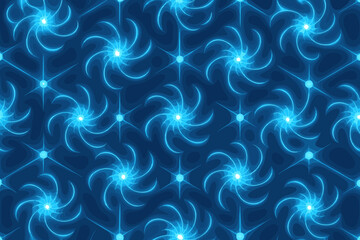 Fototapeta premium Seamless glowing spiral pattern with blue neon light effect