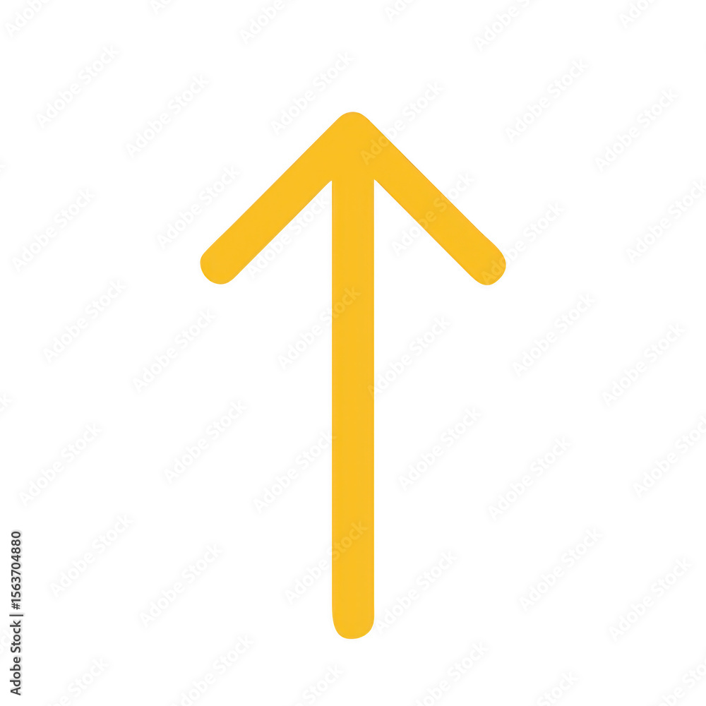 Poster simple yellow arrow pointing upwards isolated on transparent background